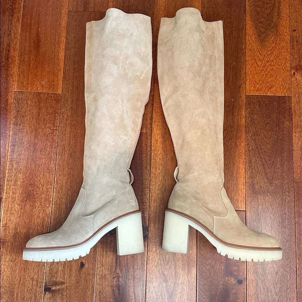 Free People Cream Over the Knee Boots Size 10.5